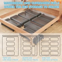 Underbed Storage with Wheels, 2Pack 60L Each Large Underbed Storage Containers Under Bed Shoe Storage for Clothes Blanket Book and Toys