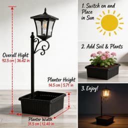 Solar Lamp Post Lights with Planter Box Outdoor, Waterproof Vintage Solar Lantern with Auto On/Off, Decorative LED Garden Light for Pathway Patio Porch