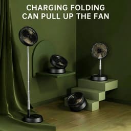 Portable Oscillating Standing Fan with Remote Controller Foldable Desk Fan Rechargeable Battery Powered Pedestal Fan for Camping
