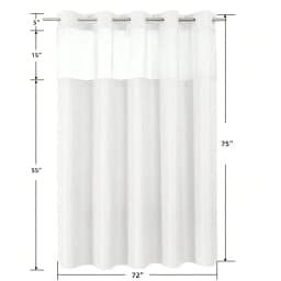 No Hook Shower Curtain With Snap In Fabric Liner, Waffle Weave Heavy Duty Thick Shower Curtains With Mesh Top Window, Hotel Style Waterproof Bathroom Curtain Set, White Fall Decor Bathroom Decor
