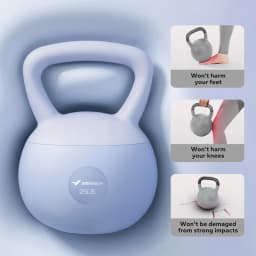 MERACH Kettlebell Sand Filled Shock Absorbing 15/25 LB PVC Quiet Kettlebell for Home Gym Apartment Floor-Friendly Non-Slip Rubber Base Wide Handle Safe Drop-Proof Workout Weight for Women Beginners & Seniors