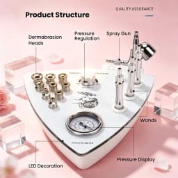 3 in 1 Professional Facial Skin Care Beauty Device with Diamond Microdermabrasion, Vacuum Spray, and Hydration Function, 65-68cmHg Vacuum Pressure for Facial Exfoliation, Peeling, Blackhead Removal, and Skin Hydration, Ideal for Salon and Home Use