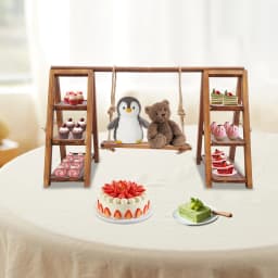 3‑Tier Solid Wood Dessert Display Stand Detachable Cupcake Serving Tray 6KG Load Capacity Decorative Tiered Plate for Wedding Birthday Party Decoration
