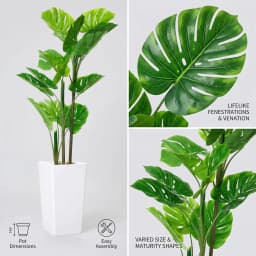 4.5FT Artificial Monstera Plant with White Tall Planter, Faux Tropical Evergreen Floor Plant, Decorative Indoor Tree for Living Room, Entryway, Porch & Office