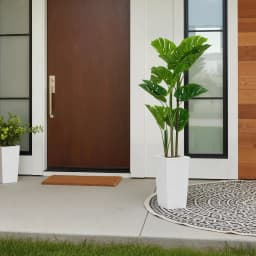 4.5FT Artificial Monstera Plant with White Tall Planter, Faux Tropical Evergreen Floor Plant, Decorative Indoor Tree for Living Room, Entryway, Porch & Office