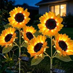2 Pack Solar Sunflower Outdoor Lights, Outdoor Solar Garden Stake Lights,800mmAh Real Looking Stake Flower, Easy Install (No Remote),Upgraded LED Solar Powered Light with 3 Sunflower, IP65Waterproof Solar Decorative Lights for Garden, Patio, Backyard