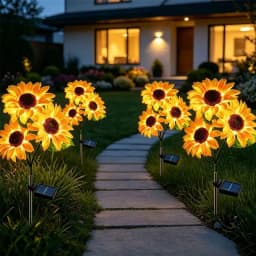 2 Pack Solar Sunflower Outdoor Lights, Outdoor Solar Garden Stake Lights,800mmAh Real Looking Stake Flower, Easy Install (No Remote),Upgraded LED Solar Powered Light with 3 Sunflower, IP65Waterproof Solar Decorative Lights for Garden, Patio, Backyard