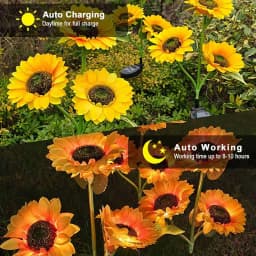 2 Pack Solar Sunflower Outdoor Lights, Outdoor Solar Garden Stake Lights,800mmAh Real Looking Stake Flower, Easy Install (No Remote),Upgraded LED Solar Powered Light with 3 Sunflower, IP65Waterproof Solar Decorative Lights for Garden, Patio, Backyard
