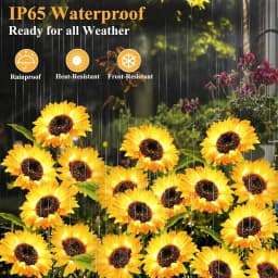 2 Pack Solar Sunflower Outdoor Lights, Outdoor Solar Garden Stake Lights,800mmAh Real Looking Stake Flower, Easy Install (No Remote),Upgraded LED Solar Powered Light with 3 Sunflower, IP65Waterproof Solar Decorative Lights for Garden, Patio, Backyard