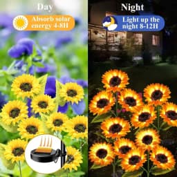 2 Pack Solar Sunflower Outdoor Lights, Outdoor Solar Garden Stake Lights,800mmAh Real Looking Stake Flower, Easy Install (No Remote),Upgraded LED Solar Powered Light with 3 Sunflower, IP65Waterproof Solar Decorative Lights for Garden, Patio, Backyard