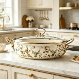 3QT Enamel Cast Iron Dutch Pot Lid, Shallow Bottom, Double Handle, Suitable For Cooking And Stewing, Compatible With All