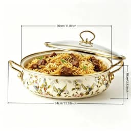 3QT Enamel Cast Iron Dutch Pot Lid, Shallow Bottom, Double Handle, Suitable For Cooking And Stewing, Compatible With All