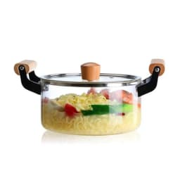 High Borosilicate Glass Stock Pot With Lid, Transparent Cooking Pot With Wooden Handle, 2.5L/3.5L/4.5L Multipurpose Clear Glass Soup Pot For Stovetop