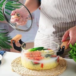 High Borosilicate Glass Stock Pot With Lid, Transparent Cooking Pot With Wooden Handle, 2.5L/3.5L/4.5L Multipurpose Clear Glass Soup Pot For Stovetop