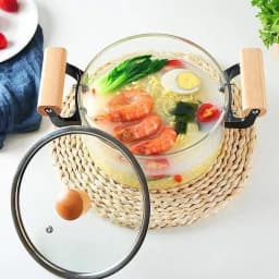 High Borosilicate Glass Stock Pot With Lid, Transparent Cooking Pot With Wooden Handle, 2.5L/3.5L/4.5L Multipurpose Clear Glass Soup Pot For Stovetop