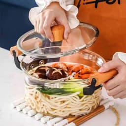 High Borosilicate Glass Stock Pot With Lid, Transparent Cooking Pot With Wooden Handle, 2.5L/3.5L/4.5L Multipurpose Clear Glass Soup Pot For Stovetop