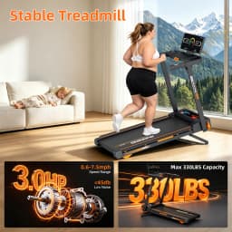 Folding Treadmill with 15‑Level Auto Incline 3.0HP Quiet Motor 0.6‑7.5MPH Speed 330LBS Capacity Wide Running Belt 8 Shock Absorbers Multi‑Function Handrail Cup Phone Holder Safety Key Heart Rate Monitor Home Indoor Walking Running Exercise Machine