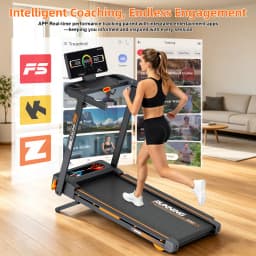 Folding Treadmill with 15‑Level Auto Incline 3.0HP Quiet Motor 0.6‑7.5MPH Speed 330LBS Capacity Wide Running Belt 8 Shock Absorbers Multi‑Function Handrail Cup Phone Holder Safety Key Heart Rate Monitor Home Indoor Walking Running Exercise Machine