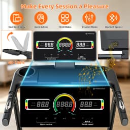 Folding Treadmill with 15‑Level Auto Incline 3.0HP Quiet Motor 0.6‑7.5MPH Speed 330LBS Capacity Wide Running Belt 8 Shock Absorbers Multi‑Function Handrail Cup Phone Holder Safety Key Heart Rate Monitor Home Indoor Walking Running Exercise Machine
