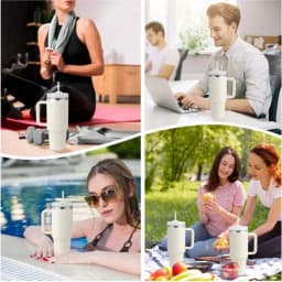 SGIAWETA-1pc,40 Oz H2.0 Cup, 40oz Cup Stainless Steel Vacuum Insulated Tumbler With Lid And Straw For Water, Iced Tea Or Coffee, Smoothie And More, 40oz Reusable Double Walled Vacuum Insulated Stainless Steel Water Bottle With Handle For Outdoor Activitie