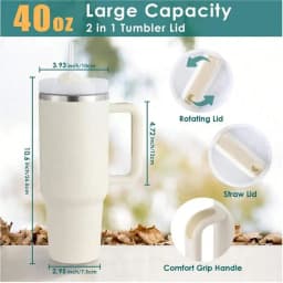 SGIAWETA-1pc,40 Oz H2.0 Cup, 40oz Cup Stainless Steel Vacuum Insulated Tumbler With Lid And Straw For Water, Iced Tea Or Coffee, Smoothie And More, 40oz Reusable Double Walled Vacuum Insulated Stainless Steel Water Bottle With Handle For Outdoor Activitie