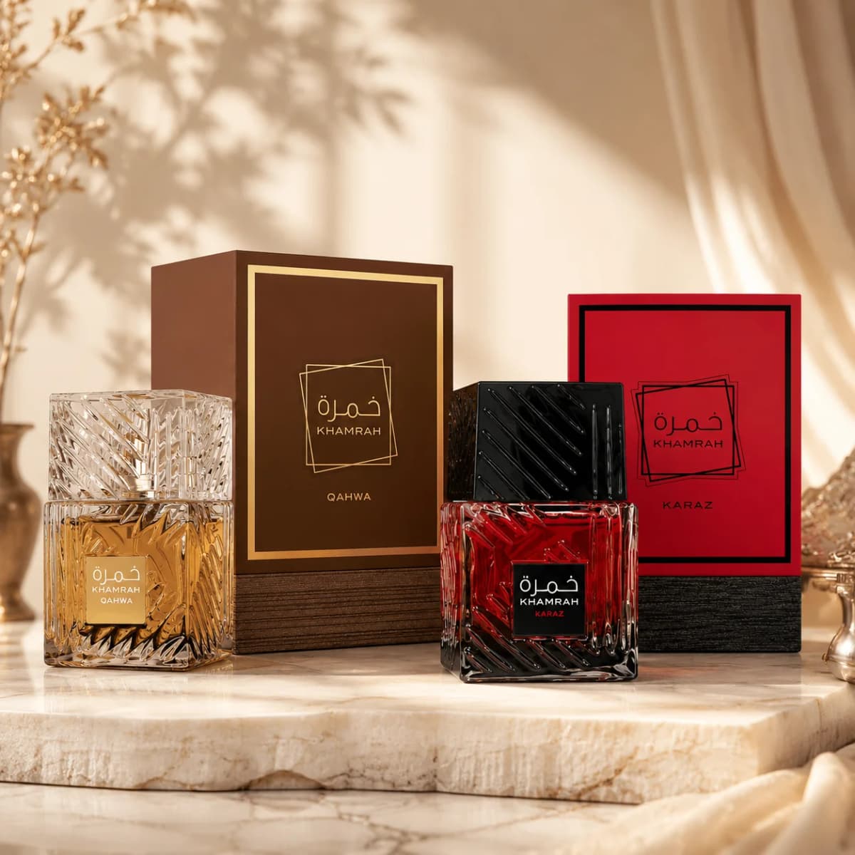 Khamrah Unisex Perfume Combo Set, Qahwa + Karaz Eau De Parfum 100ml, Long Lasting Middle Eastern Luxury Scent For Daily Wear & Gifting