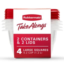4pk 5.2c TakeAlongs Deep Square Food Storage Containers Ruby Red: Plastic Containers with Lids
