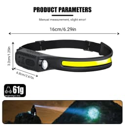 2-3pcs Rechargeable LED Headlamp, 230° Wide Beam Motion Sensor Headlamp, 350 Lumens 6 Light Modes, IPX4 Waterproof, USB-C Headlight for Camping, Running, Fishing, Repairing, Outdoor Adventures