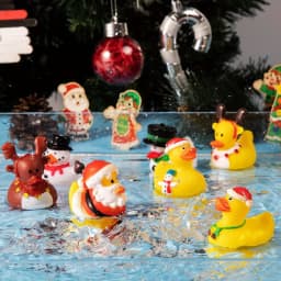 24 PCS 2026 Christmas Ducks for Stocking Stuffers Xmas Rubber Duck Toys for Kids Gift Party Favor Novelty Duckies for Boys Girls and Toddlers Christmas Party Favor Supply Accessories