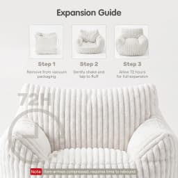 JHK Ergonomic Bean Bag Sofa with Memory Foam Filling For Living Room Modern Corduroy Plush Lounge Chair Comfy Sleeper Chair for Bedroom