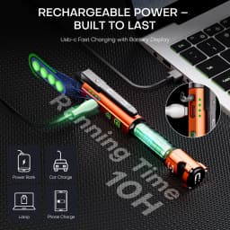 Rechargeable LED Flashlight with Red Laser & Built-in Power Bank, 10 Modes Tactical Flashlight, USB-C Charging, Rechargeable Pen Light with UV Light & Pocket Clip, Ideal for Camping, Hiking, Emergency Use & Daily Carry