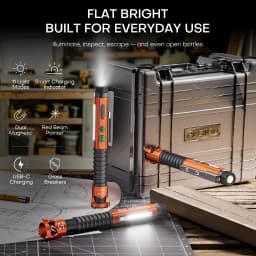 Rechargeable LED Flashlight with Red Laser & Built-in Power Bank, 10 Modes Tactical Flashlight, USB-C Charging, Rechargeable Pen Light with UV Light & Pocket Clip, Ideal for Camping, Hiking, Emergency Use & Daily Carry