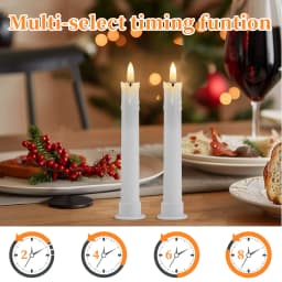 6 Pack Flameless LED Taper Candles Rechargeable Realistic Taper Flickering Electric 3D Wick LED Light Candle with Remote Control and Battery Operated Timer Led Candles for Home Decor Christmas Table