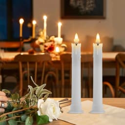 6 Pack Flameless LED Taper Candles Rechargeable Realistic Taper Flickering Electric 3D Wick LED Light Candle with Remote Control and Battery Operated Timer Led Candles for Home Decor Christmas Table