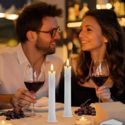 6 Pack Flameless LED Taper Candles Rechargeable Realistic Taper Flickering Electric 3D Wick LED Light Candle with Remote Control and Battery Operated Timer Led Candles for Home Decor Christmas Table