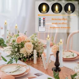 6 Pack Flameless LED Taper Candles Rechargeable Realistic Taper Flickering Electric 3D Wick LED Light Candle with Remote Control and Battery Operated Timer Led Candles for Home Decor Christmas Table