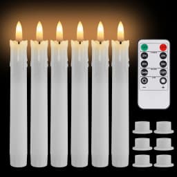 6 Pack Flameless LED Taper Candles Rechargeable Realistic Taper Flickering Electric 3D Wick LED Light Candle with Remote Control and Battery Operated Timer Led Candles for Home Decor Christmas Table