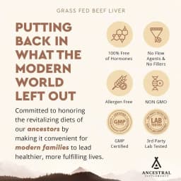 Grass Fed Beef Liver 180 Capsules, Supports Energy Production, Detoxification, Digestion, Immunity and Full Body Wellness