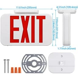 LED Exit Sign, Emergency Exit Light with Battery Backup, Double Face, UL 924, AC 120/277V, Damp Location, Hardwi Letter Exit Li