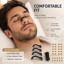 Magnetic Nose Clip Set, Adjustable Nasal Dilator for Breathing, Anti Snoring Sleep Aid, Travel Daily Use for Men Women Adults