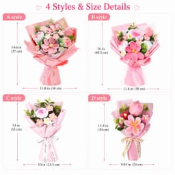 Crochet Flower Bouquet with Tote Bag & Greeting Card– Handmade Knitted Artificial Flowers, Knitted Bouquet Lasting Decor for Her, Mom,Mother’s Day, Birthday, Anniversary, Wedding,Valentine Day-D Style