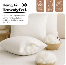 40x40cm 15.75"×15.75" Virgin Fiber Throw Pillow Inserts Pillow Filler Ships from US Warehouse Square Rectangular Hypoallergenic Cotton Linen Cover With Zipper For Sofa Bedroom Office Chair