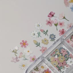 12 Grids Mixed Flower Bee Butterfly Paper Nail Art Slices Ultra Thin Paper Nail Decor Pieces DIY Manicure Supplies for Salon Home Nail Art