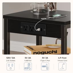 JHK 1/2 Pack 3-Tier Small Side Table with Charging Station Outlets and USB Ports Adjustable Nightstand for Living Room Bedroom Small Spaces 