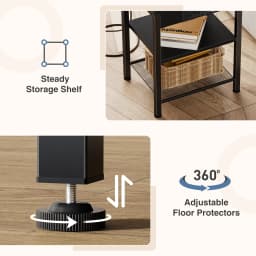 JHK 1/2 Pack 3-Tier Small Side Table with Charging Station Outlets and USB Ports Adjustable Nightstand for Living Room Bedroom Small Spaces 