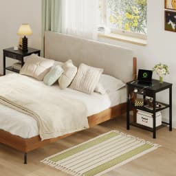 JHK 1/2 Pack 3-Tier Small Side Table with Charging Station Outlets and USB Ports Adjustable Nightstand for Living Room Bedroom Small Spaces 