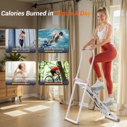 MERACH Stair Stepper for Home Gym Exercise, New Version Stairmaster for Full-Body Workout, Compact Folding Stair Climber with Extended Step Range, Adjustable Handlebar/Pedal