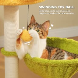 Flower Cat Tree with 2 Cozy Hammocks Sisal Scratching Posts Soft Top Perch Small Cat Tower for Indoor Kitty Cat Furniture Cat Toys