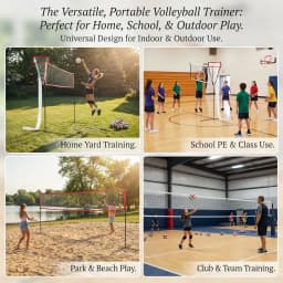 Volleyball Training Net Frame with Adjustable Height & Angle, 88.58-129.92in Portable Practice Net for Serving Passing Spiking, Red