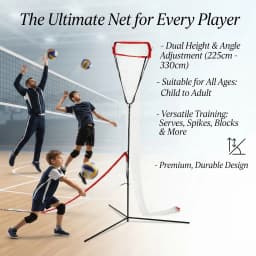 Volleyball Training Net Frame with Adjustable Height & Angle, 88.58-129.92in Portable Practice Net for Serving Passing Spiking, Red
